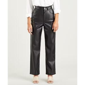 Levi’s Black Faux Leather Ribcage Straight Jeans Size 28